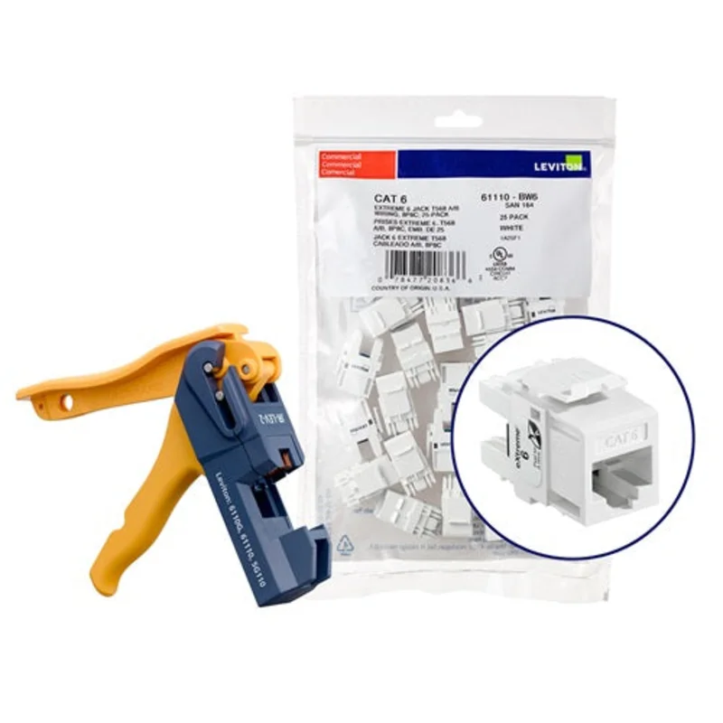Leviton Cat 6 QUICKPORT Jacks Bulk QUICKPACK White (Pack of 150) 61110-JW6