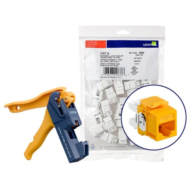 Leviton Cat 6 QUICKPORT Jacks Bulk QUICKPACK Yellow (Pack of 150) 61110-JY6