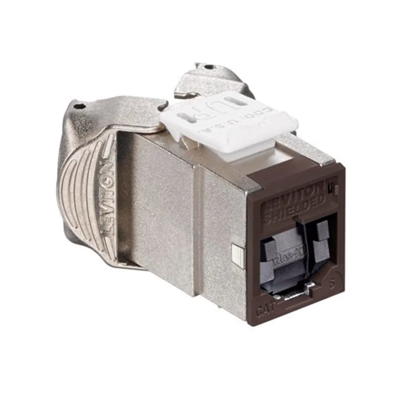 Leviton Cat 6 Shielded QUICKPORT Jack with Shutters Brown 61SJK-SB6