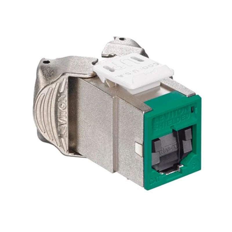 Leviton Cat 6 Shielded QUICKPORT Jack with Shutters Green 61SJK-SV6