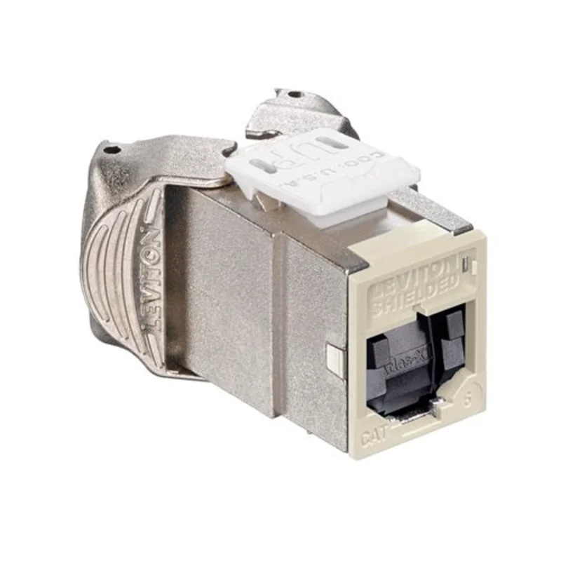 Leviton Cat 6 Shielded QUICKPORT Jack with Shutters Ivory 61SJK-SI6