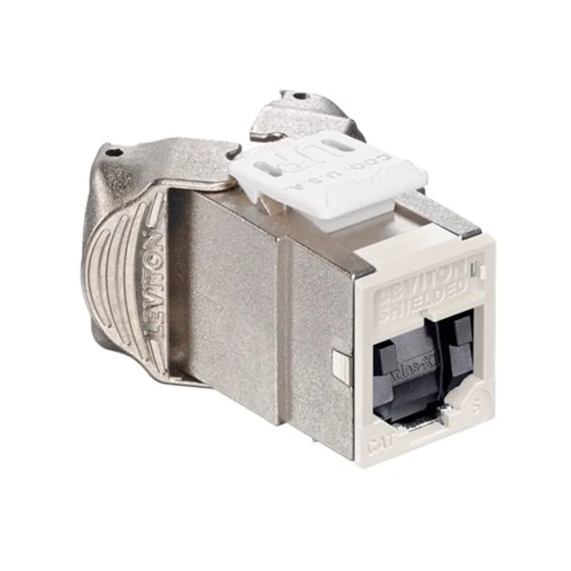 Leviton Cat 6 Shielded QUICKPORT Jack with Shutters Light Almond 61SJK-ST6