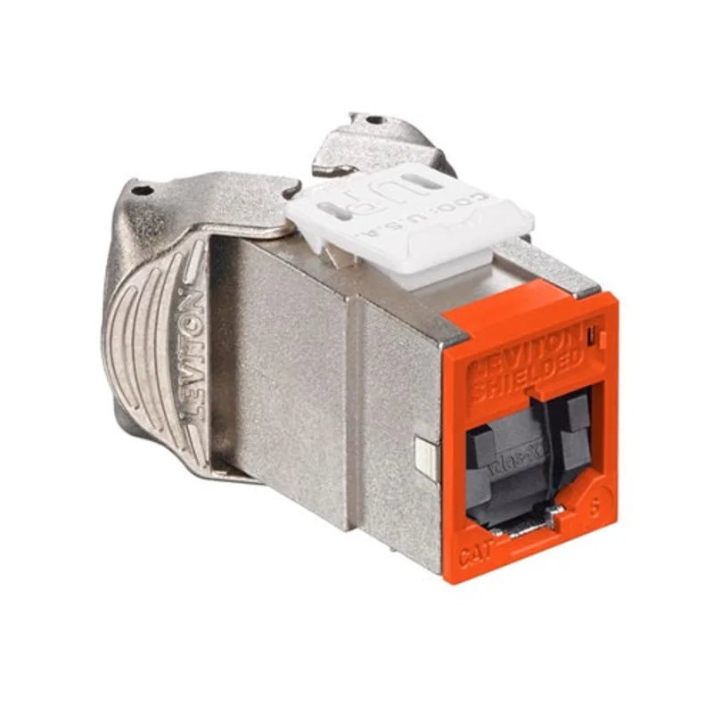 Leviton Cat 6 Shielded QUICKPORT Jack with Shutters Orange 61SJK-SO6