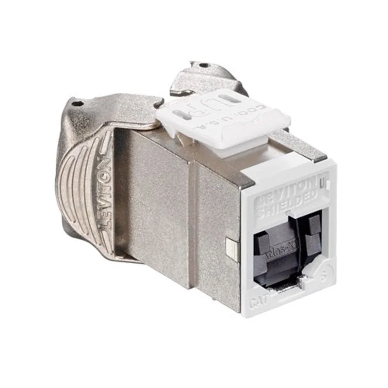Leviton Cat 6 Shielded QUICKPORT Jack with Shutters White 61SJK-SW6