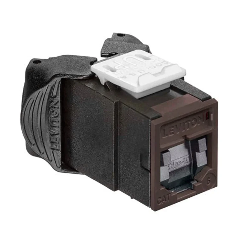 Leviton Cat 6 UTP QUICKPORT Jack with Shutters Brown 61UJK-SB6