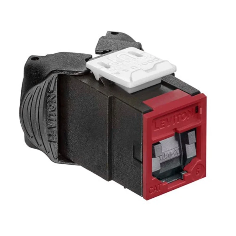 Leviton Cat 6 UTP QUICKPORT Jack with Shutters Dark Red 61UJK-SR6