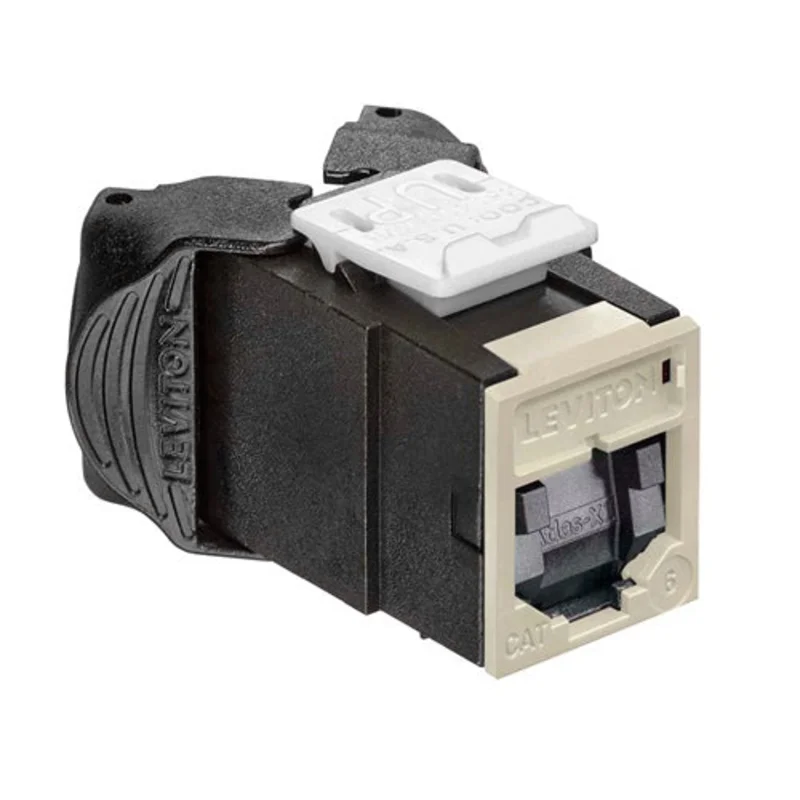 Leviton Cat 6 UTP QUICKPORT Jack with Shutters Ivory 61UJK-SI6