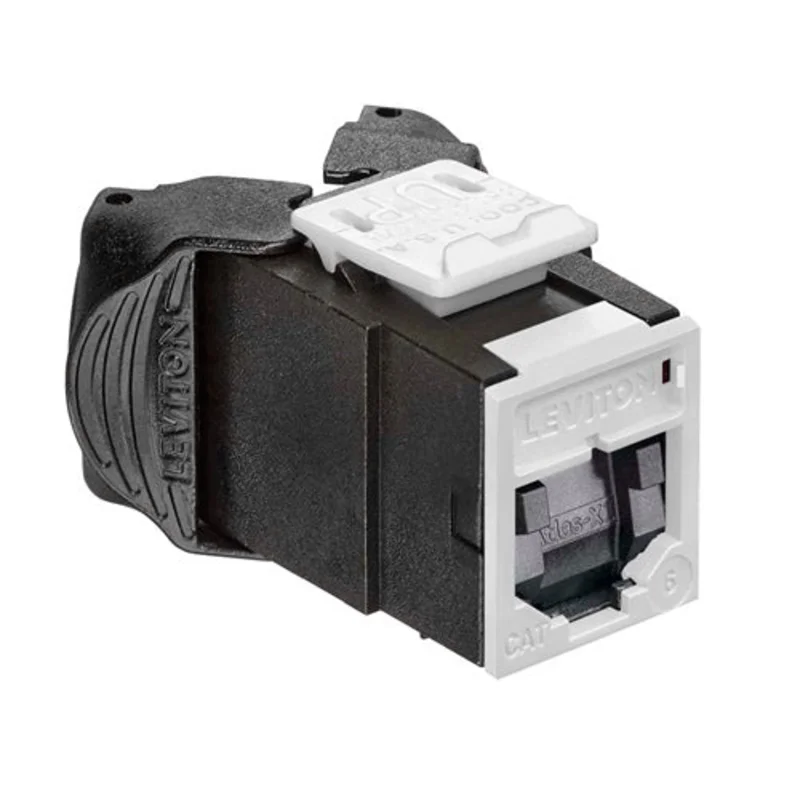 Leviton Cat 6 UTP QUICKPORT Jack with Shutters White 61UJK-SW6