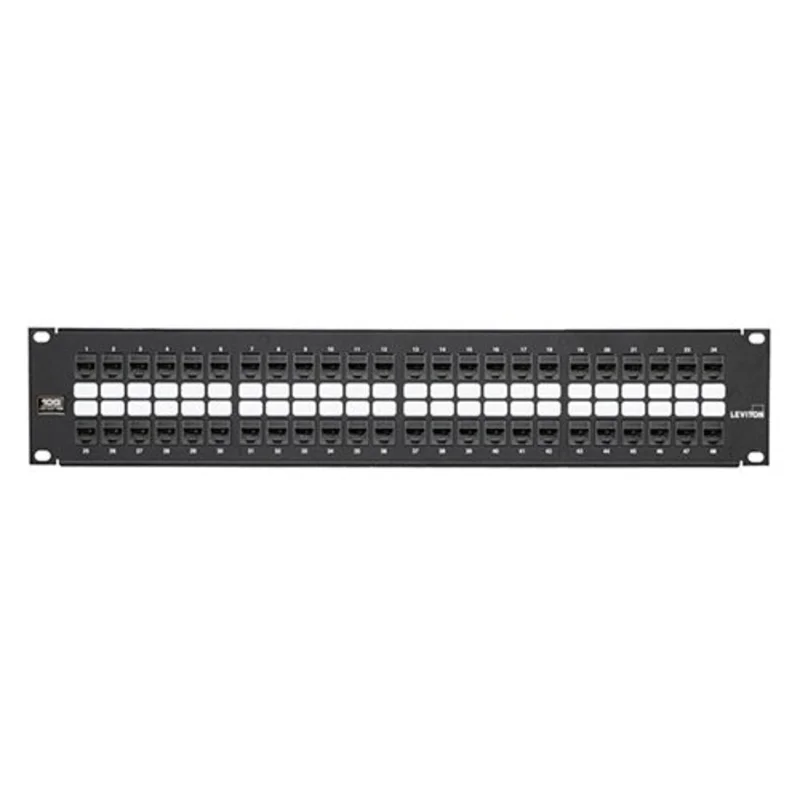 Leviton Cat 6A Flat QUICKPORT Patch Panel 48 Port Black 6910G-U48