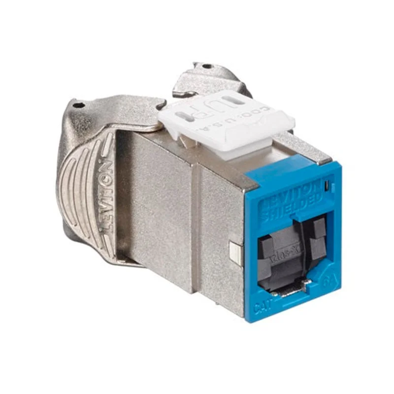 Leviton Cat 6A Shielded QUICKPORT Jack with Shutters Blue 6ASJK-SL6