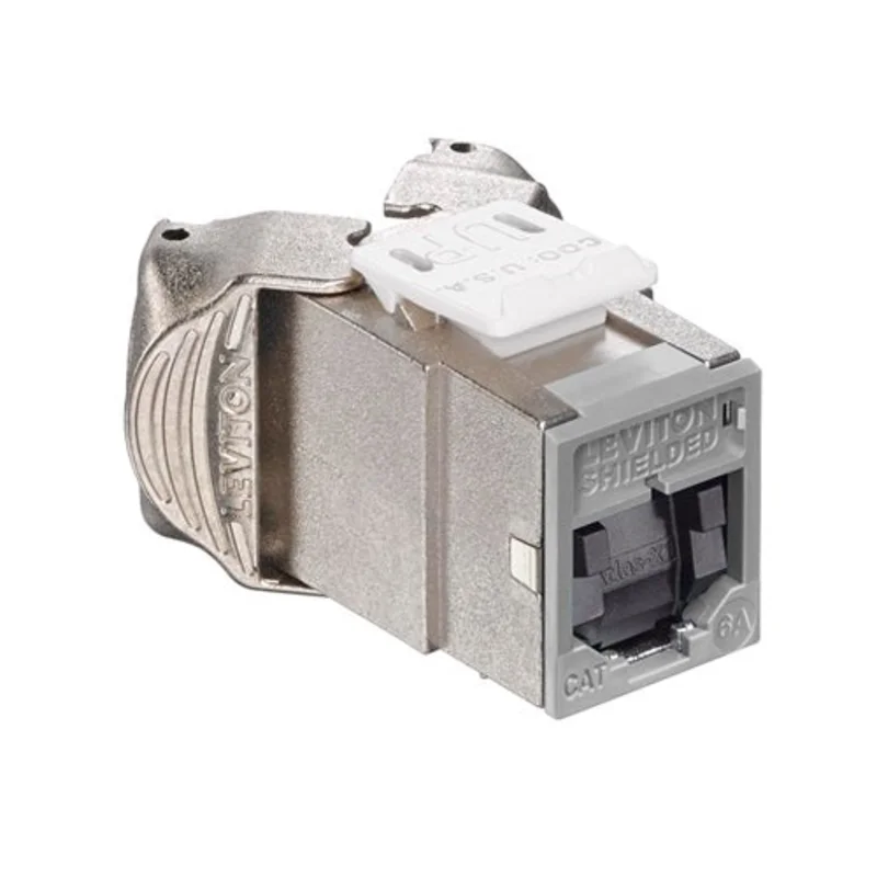 Leviton Cat 6A Shielded QUICKPORT Jack with Shutters Gray 6ASJK-SG6