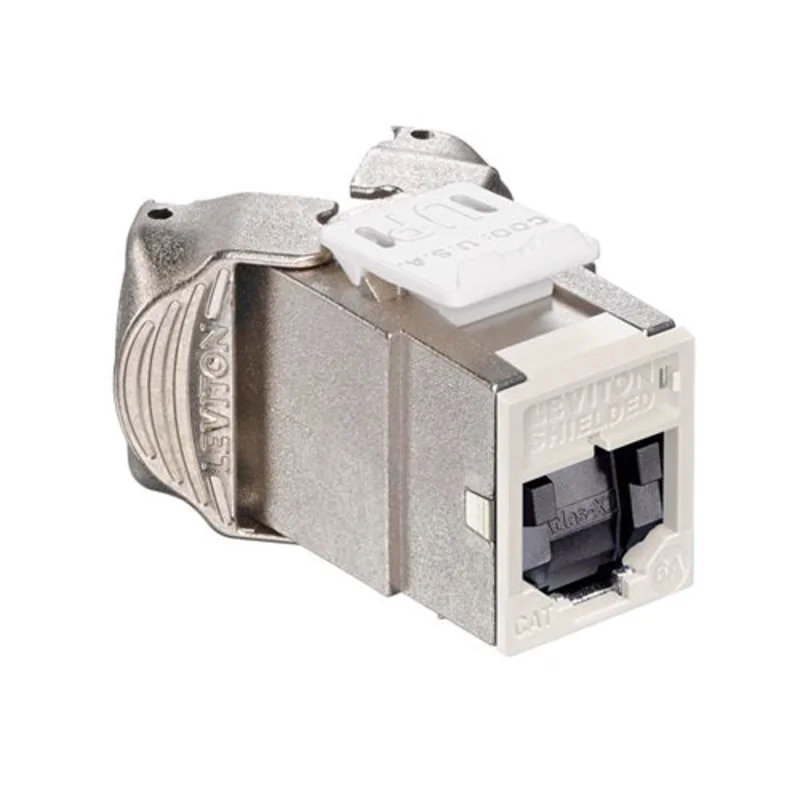 Leviton Cat 6A Shielded QUICKPORT Jack with Shutters Light Almond 6ASJK-ST6