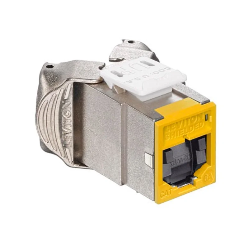Leviton Cat 6A Shielded QUICKPORT Jack with Shutters Yellow 6ASJK-SY6