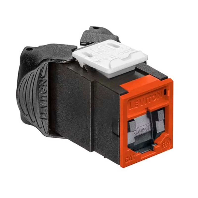 Leviton Cat 6A UTP QUICKPORT Jack with Shutters Orange 6AUJK-SO6