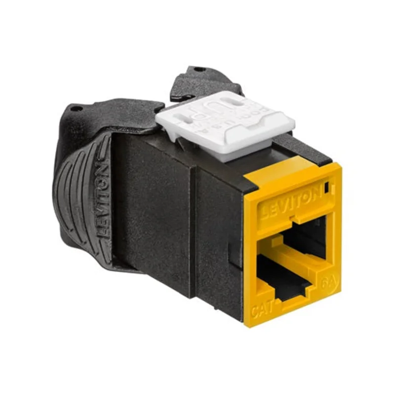 Leviton Cat 6A UTP QUICKPORT Jack Yellow 6AUJK-RY6