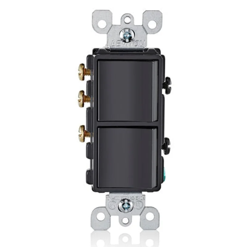 Leviton Decora Single-Pole 3-Way Combination Switch Black 5641-E