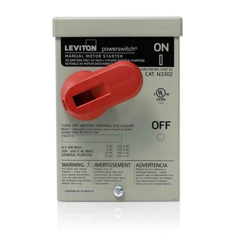 Leviton Double-Pole AC Manual Motor Controller N3302-DS