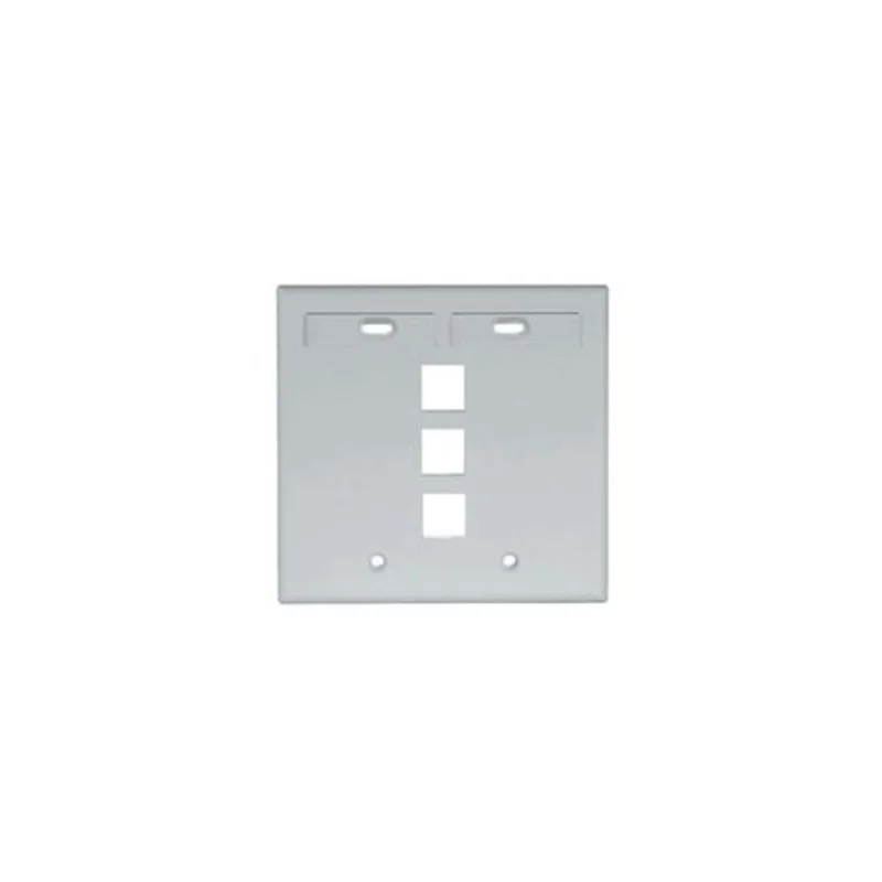 Leviton Dual-Gang QUICKPORT Wallplate 3-Port Gray 42080-3GP