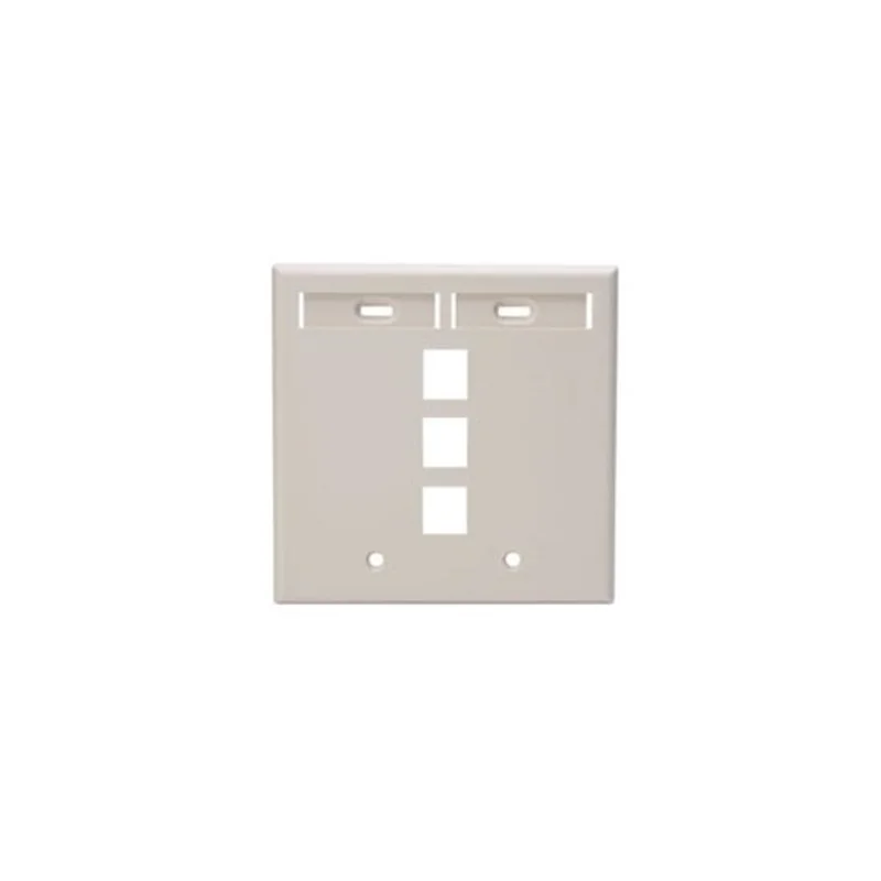 Leviton Dual-Gang QUICKPORT Wallplate 3-Port Light Almond 42080-3TP