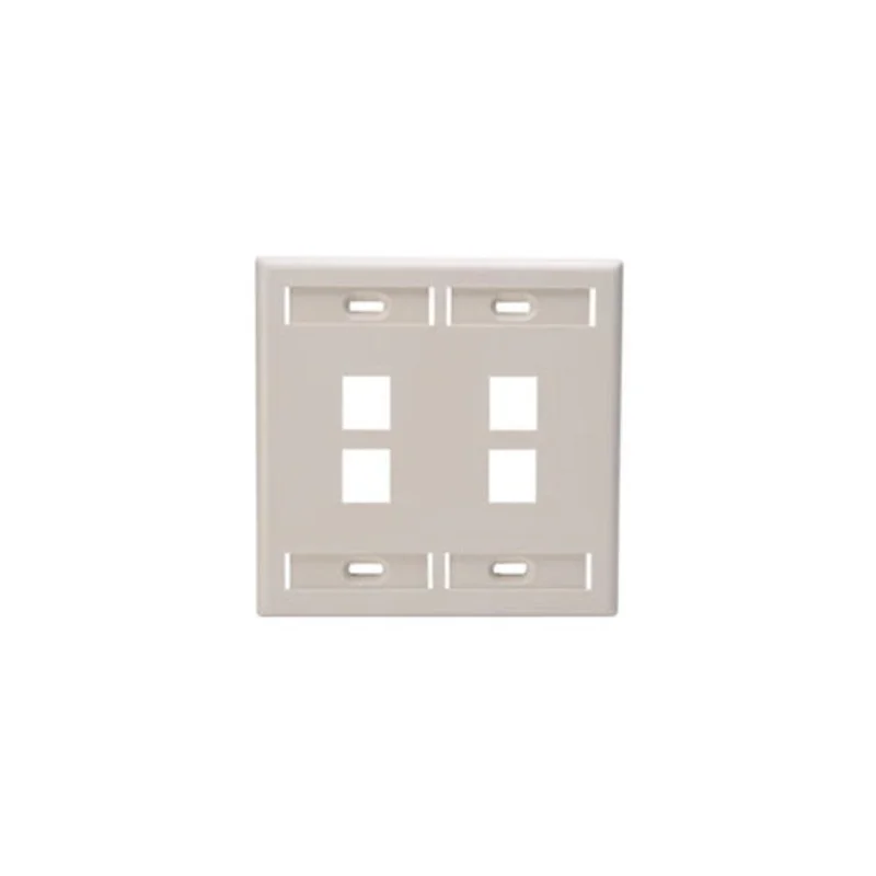 Leviton Dual-Gang QUICKPORT Wallplate 4-Port Light Almond 42080-4TP