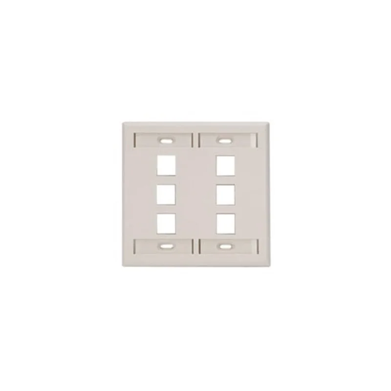 Leviton Dual-Gang QUICKPORT Wallplate 6-Port Light Almond 42080-6TP