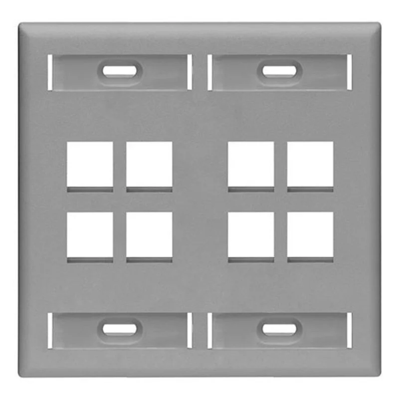Leviton Dual-Gang QUICKPORT Wallplate 8-Port Gray 42080-8GP