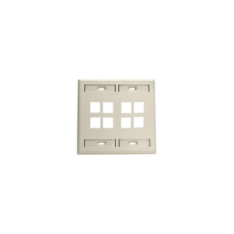 Leviton Dual-Gang QUICKPORT Wallplate 8-Port Ivory 42080-8IP