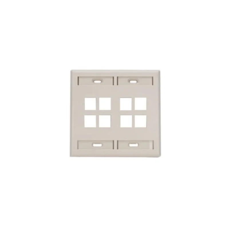 Leviton Dual-Gang QUICKPORT Wallplate 8-Port Light Almond 42080-8TP