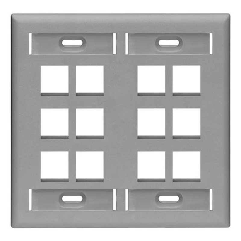 Leviton Dual-Gang QUICKPORT Wallplate with ID 42080-12G