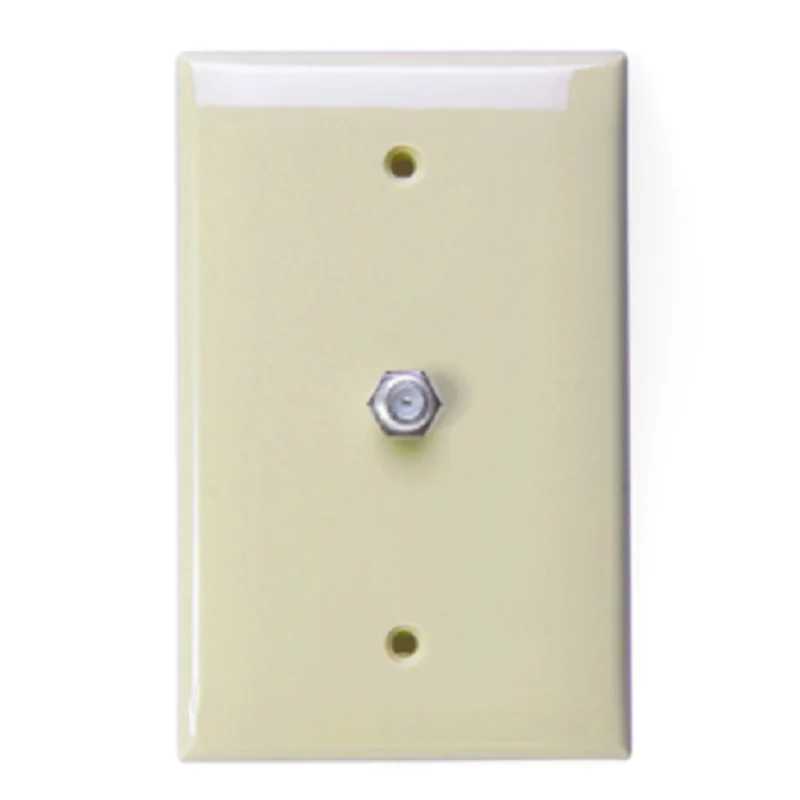 Leviton F Connector Midsize Telephone & Video Wall Jack Ivory 40539-MI
