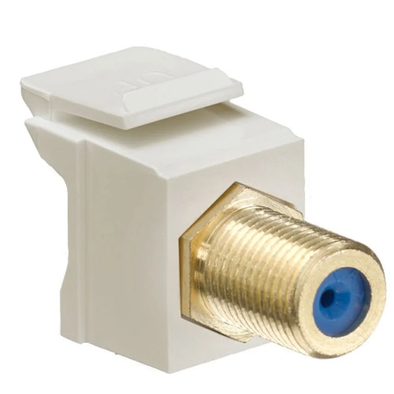 Leviton Feedthrough F-Connector Gold Plated Ivory Housing 40831-FIG