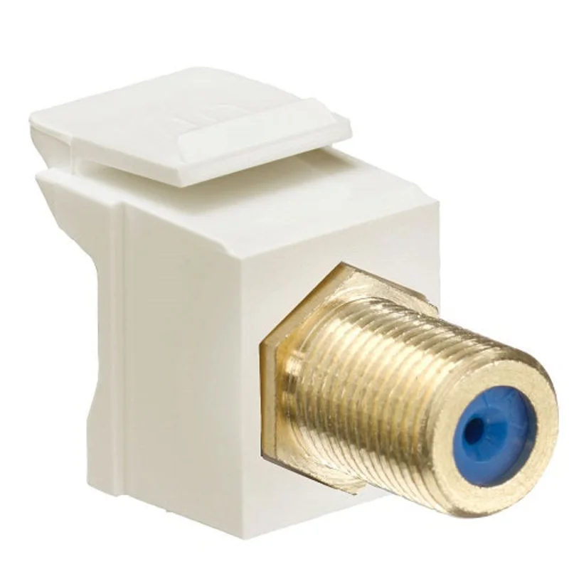 Leviton Feedthrough F-Connector Gold Plated Light Almond Housing 40831-FTG