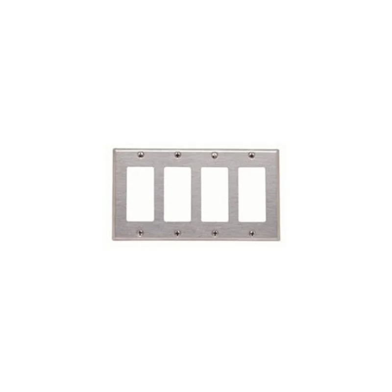 Leviton Four Gang Decora Wallplate Non Magnetic Stainless Steel 84412-40
