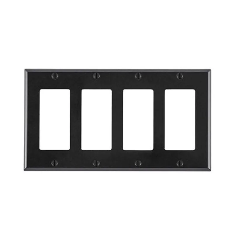 Leviton Four Gang GFCI Device Wallplate Black 80412-E