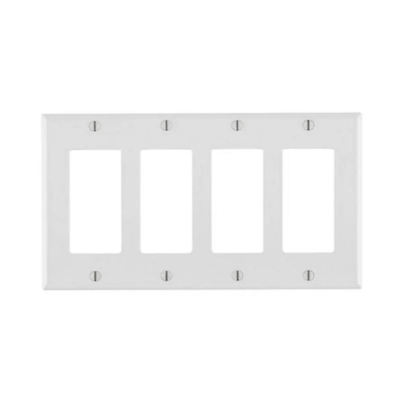 Leviton Four Gang GFCI Device Wallplate White 80412-W