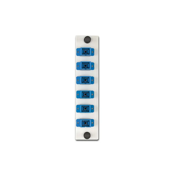 Leviton LGX 6 Pack Plate w/SC Adapters Blue 6 Fiber White APLW6-SCS