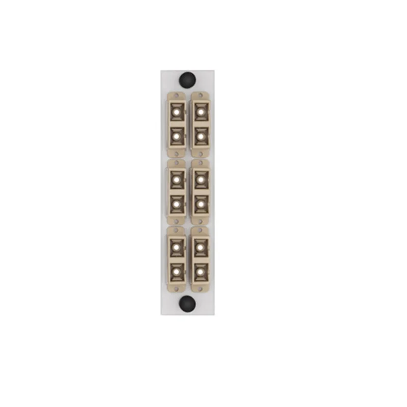 Leviton LGX 6 Pack Plate w/SC Duplex Adapters Beige 12 Fiber White APLW6-SDM