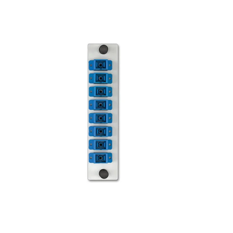 Leviton LGX 8 Pack Plate w/SC Adapters Blue 8 Fiber White APLW8-SCS