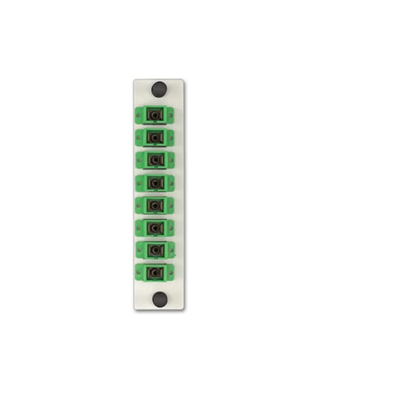 Leviton LGX 8 Pack Plate w/SC Adapters Green 8 Fiber White APLW8-SCA