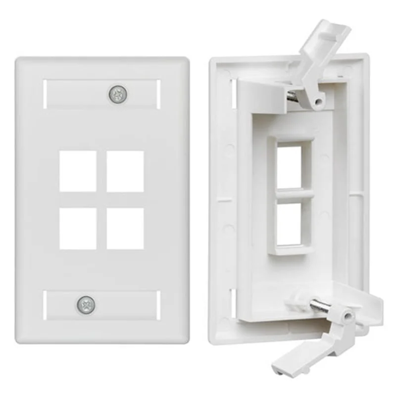 Leviton QuickPlate Tempo Single-Gang Wallplate 4-Port White 42090-4WS
