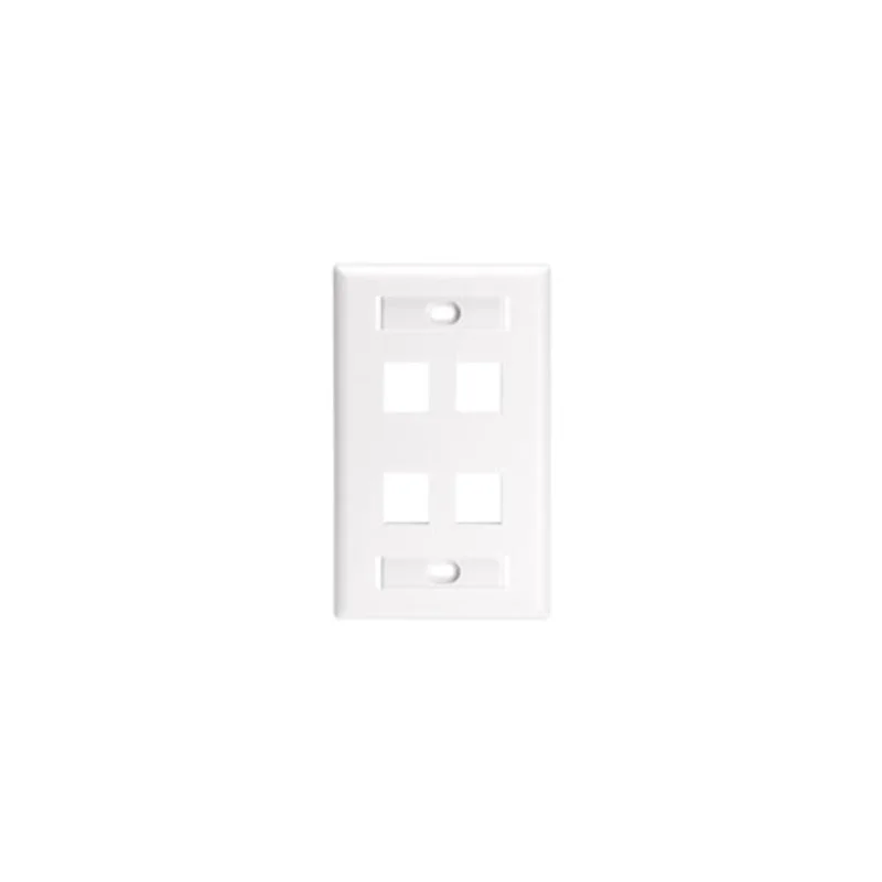 Leviton QUICKPORT Wallplate for Large Connectors 4-Port White 42080-4WL