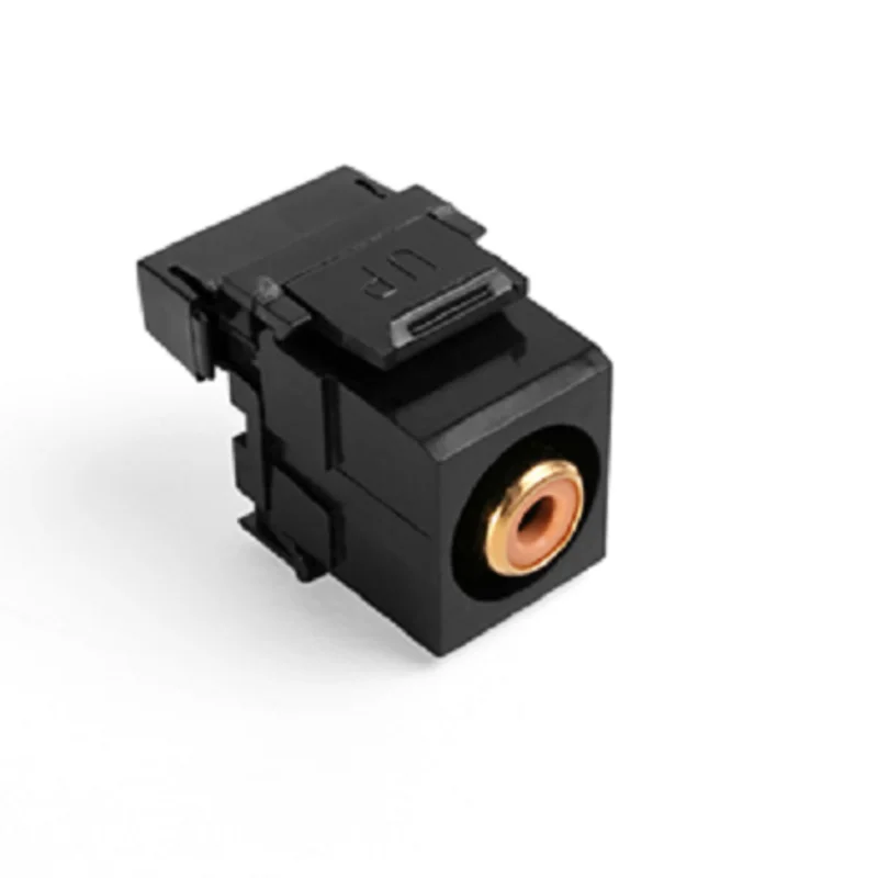 Leviton RCA 110-Termination QuickPort Connector Orange Barrel Black Housing 40735-ROE