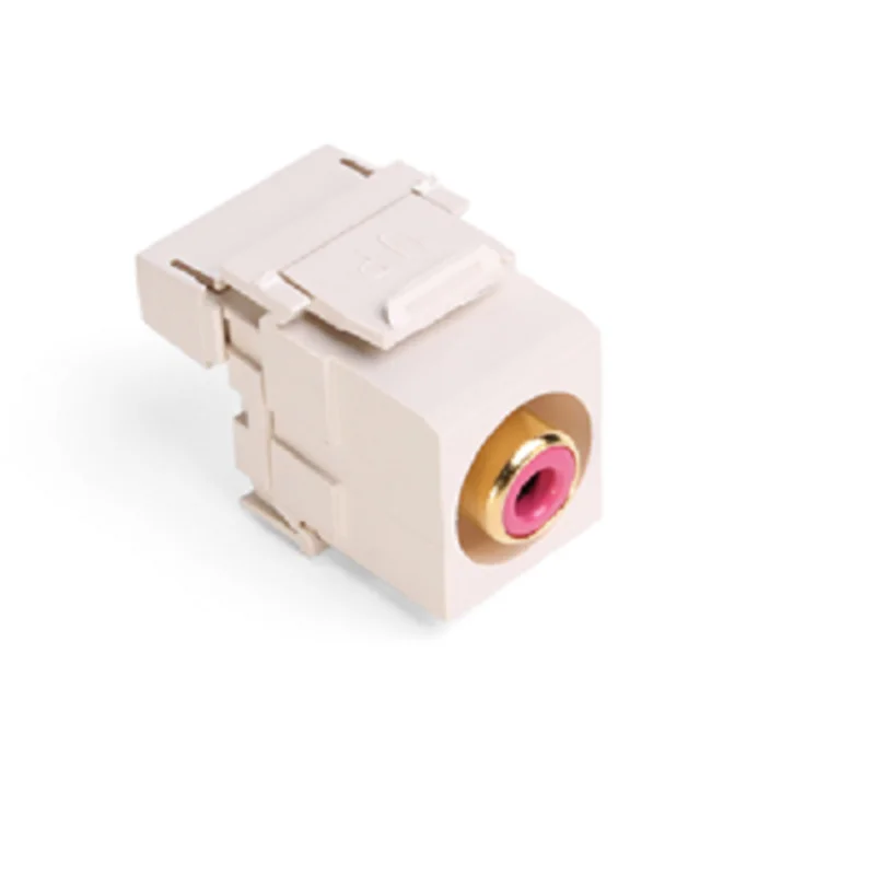 Leviton RCA 110-Termination QuickPort Connector Red Barrel Light Almond Housing 40735-RRT