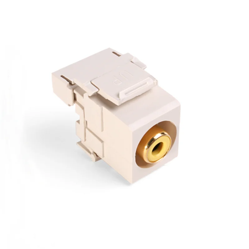 Leviton RCA 110-Termination QuickPort Connector Yellow Barrel Light Almond Housing 40735-RYT
