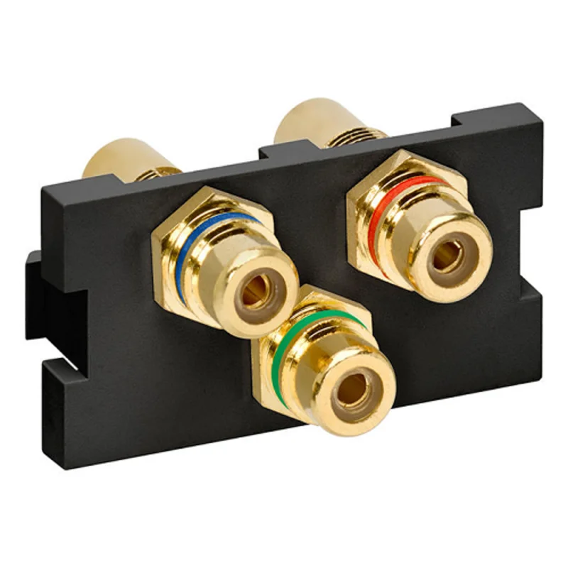 Leviton RCA Component Feedthrough MOS Connector Black 41292-3DE