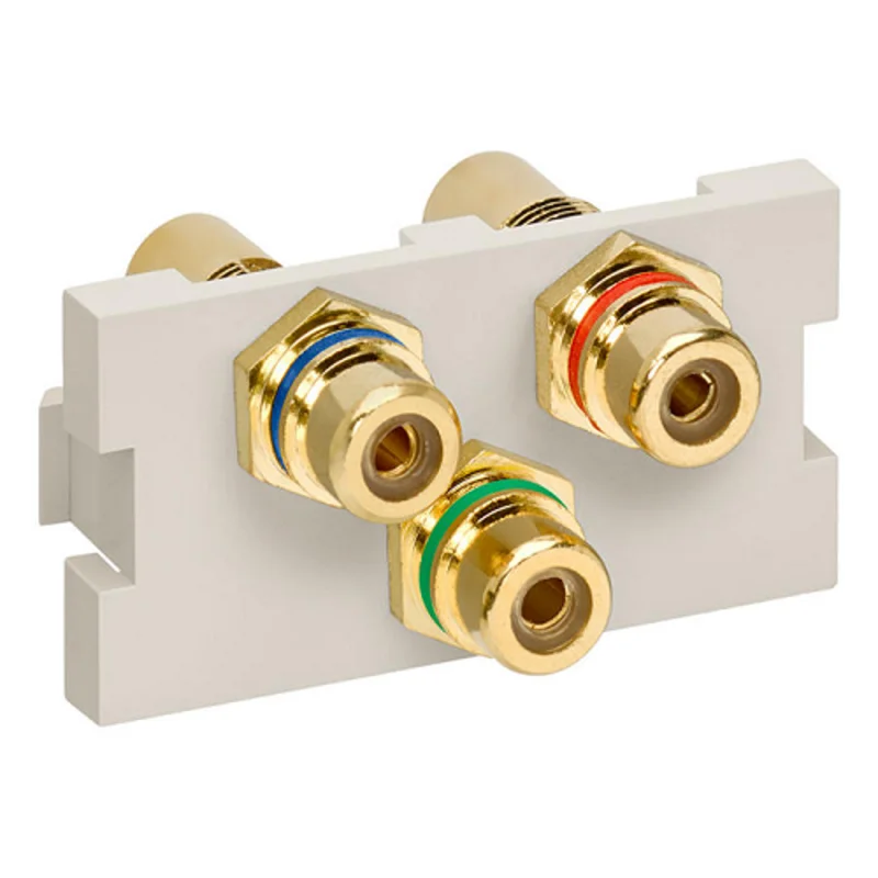 Leviton RCA Component Feedthrough MOS Connector Light Almond 41292-3DT