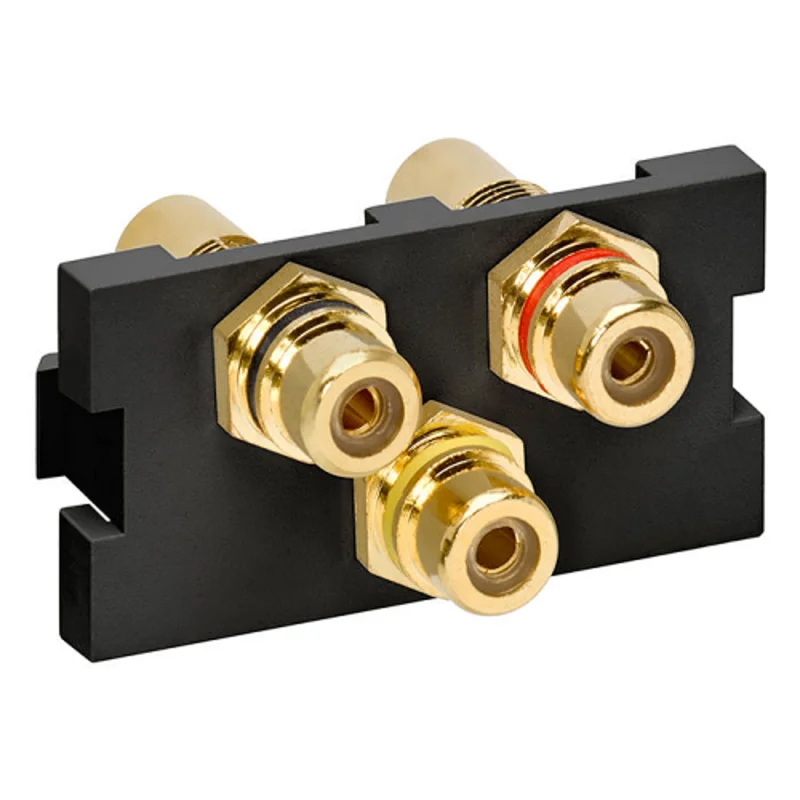 Leviton RCA Composite Feedthrough MOS Connector Black 41292-3RE