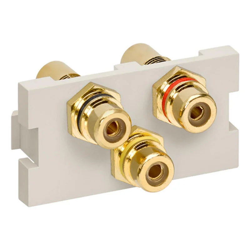 Leviton RCA Composite Feedthrough MOS Connector Light Almond 41292-3RT