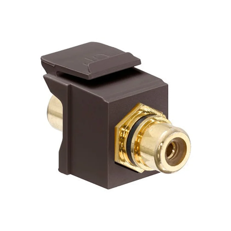 Leviton RCA QuickPort Connector Gold Plated Black Stripe Brown Housing 40830-BBE