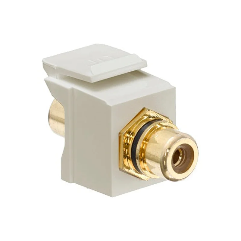 Leviton RCA QuickPort Connector Gold Plated Black Stripe Ivory Housing 40830-BIE